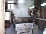 Boiling sap to make maple syrup