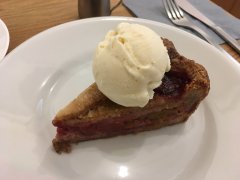 Strawberry & rhubarb pie at Buik